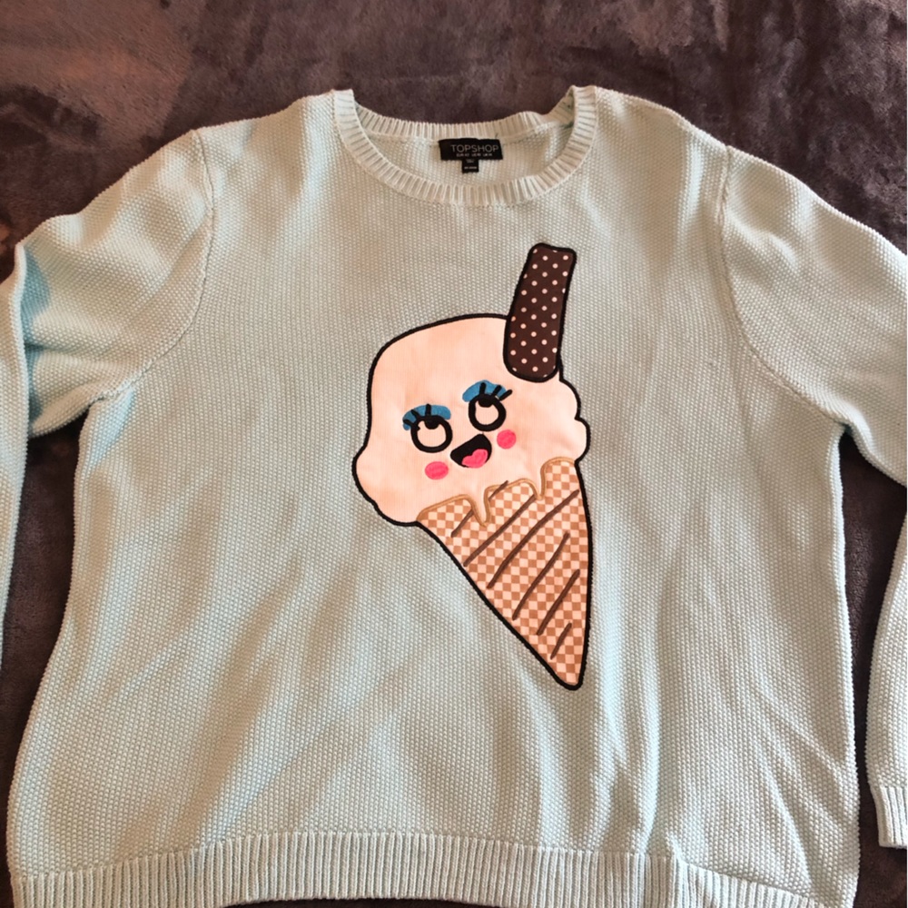 Top shop - mint green sweater with ice cream appliqué